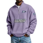 Georgia Southern Eagles Mens Quarter Zip Waffle Knit Pullover Top Long Sleeve