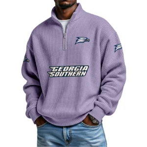 Georgia Southern Eagles Mens Quarter Zip Waffle Knit Pullover Top Long Sleeve