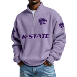 Kansas State Wildcats Mens Quarter Zip Waffle Knit Pullover Top Long Sleeve