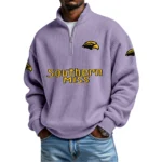 Southern Miss Golden Eagles Mens Quarter Zip Waffle Knit Pullover Top Long Sleeve