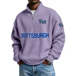 Pittsburgh Panthers Mens Quarter Zip Waffle Knit Pullover Top Long Sleeve