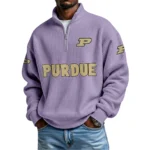 Purdue Boilermakers Mens Quarter Zip Waffle Knit Pullover Top Long Sleeve