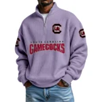 South Carolina Gamecocks Mens Quarter Zip Waffle Knit Pullover Top Long Sleeve