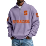 Syracuse Orange Mens Quarter Zip Waffle Knit Pullover Top Long Sleeve