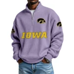 Iowa Hawkeyes Mens Quarter Zip Waffle Knit Pullover Top Long Sleeve