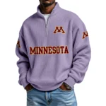 Minnesota Golden Gophers Mens Quarter Zip Waffle Knit Pullover Top Long Sleeve
