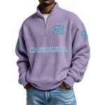 North Carolina Tar Heels Mens Quarter Zip Waffle Knit Pullover Top Long Sleeve