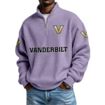 Vanderbilt Commodores Mens Quarter Zip Waffle Knit Pullover Top Long Sleeve