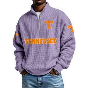 Tennessee Volunteers Mens Quarter Zip Waffle Knit Pullover Top Long Sleeve