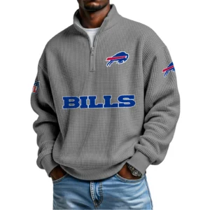 Buffalo Bills Waffle Knit Quarter-Zip Long Sleeve Shirt