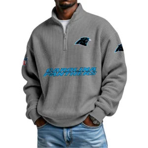 Carolina Panthers Waffle Knit Quarter-Zip Long Sleeve Shirt