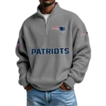 New England Patriots Waffle Knit Quarter-Zip Long Sleeve Shirt