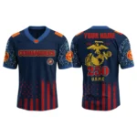 Washington Commanders x US USMC 250th Birthday V-Neck Short Sleeve Jersey 3D Limited 2026 Custom Name