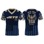 New York Jets US Navy 250th Birthday V-Neck Short Sleeve Jersey 3D Limited 2026 Custom Name