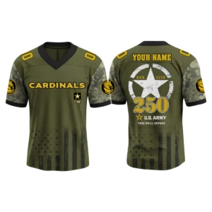 Arizona Cardinals x US Army 250th Birthday V-Neck Short Sleeve Jersey 3D Limited 2026 Custom Name & Number