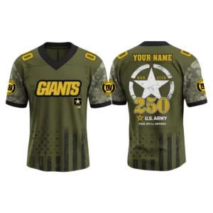 New York Giants x US Army 250th Birthday V-Neck Short Sleeve Jersey 3D Limited 2026 Custom Name & Number