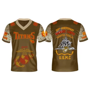 Tennessee Titans x USMC 250th Birthday Celebration V-Neck Short Sleeve Jersey 3D Limited 2026 Custom Name & Number