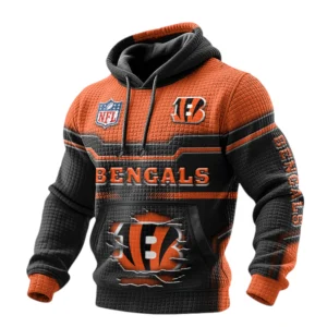 Cincinnati Bengals Pullover Hoodie Waffle Knit Color Options