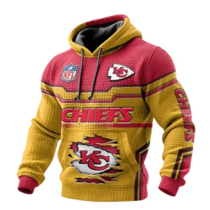 Kansas City Chiefs Pullover Hoodie Waffle Knit Color Options