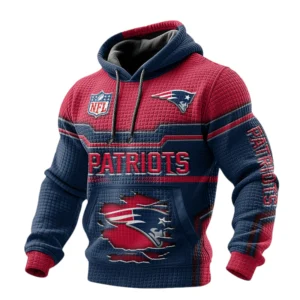 New England Patriots Pullover Hoodie Waffle Knit Color Options
