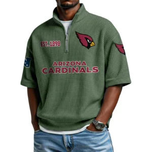 Arizona Cardinals Quarter-Zip Waffle Knit Short Sleeve Shirt