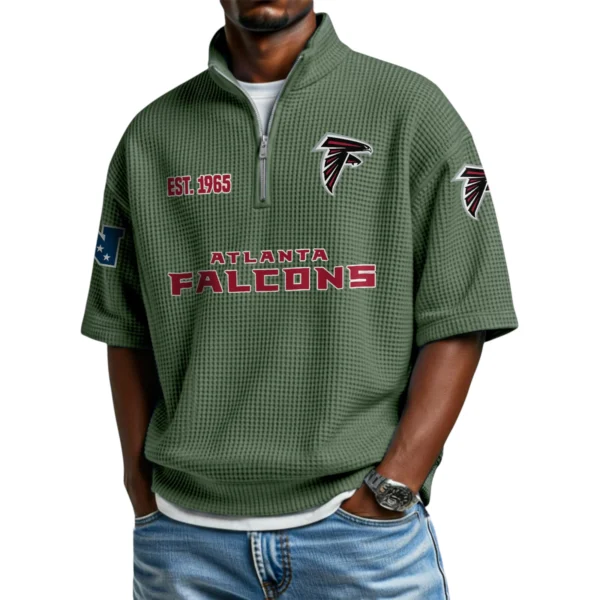 Atlanta Falcons Quarter-Zip Waffle Knit Short Sleeve Shirt
