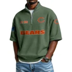 Chicago Bears Quarter-Zip Waffle Knit Short Sleeve Shirt