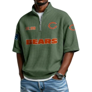 Chicago Bears Quarter-Zip Waffle Knit Short Sleeve Shirt