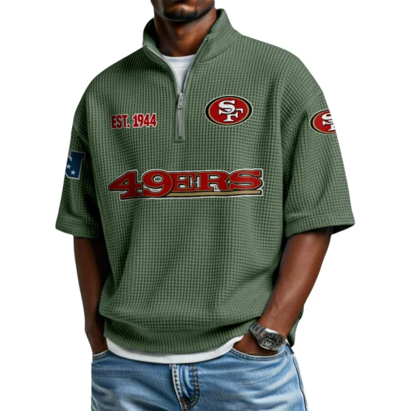 San Francisco 49ers Quarter-Zip Waffle Knit Short Sleeve Shirt