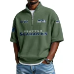 Seattle Seahawks Quarter-Zip Short Sleeve Shirt Waffle Knit Limited