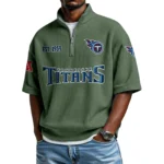 Tennessee Titans Quarter-Zip Waffle Knit Short Sleeve Shirt
