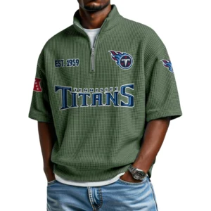 Tennessee Titans Quarter-Zip Waffle Knit Short Sleeve Shirt