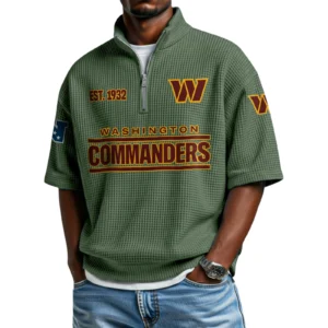 Washington Commanders Quarter-Zip Waffle Knit Short Sleeve Shirt