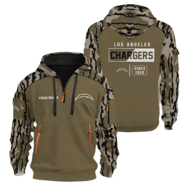 Los Angeles Chargers Half Zip Hoodie Customize Your Name