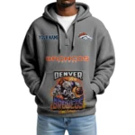 Denver Broncos x Mascot Quarter-Zip Waffle Knit Hoodie Custom Your Name