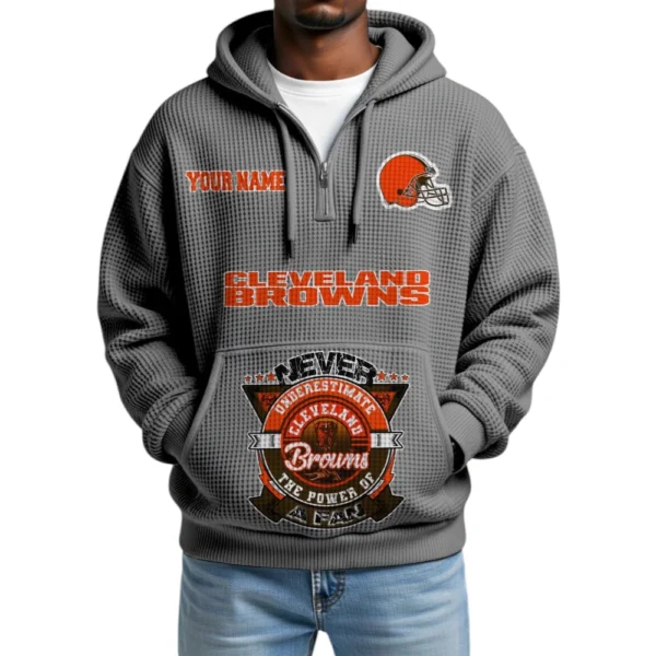Cleveland Browns x Quarter-Zip Waffle Knit Hoodie Customize Your Name