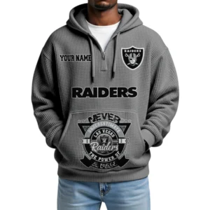 Las Vegas Raiders x Quarter-Zip Waffle Knit Hoodie Customize Your Name
