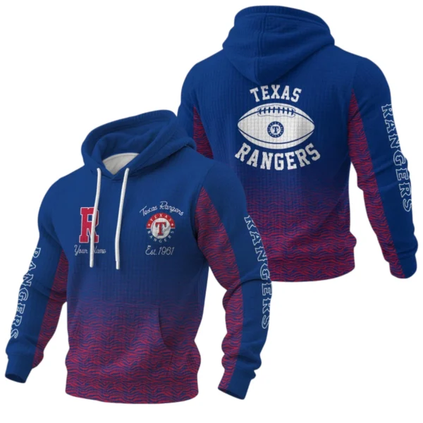 Texas Rangers Waffle Pullover Hoodie Custom Your Name