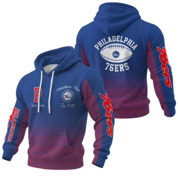 Philadelphia 76ers Pullover Hoodie Waffle Knit Personalize Name Limited