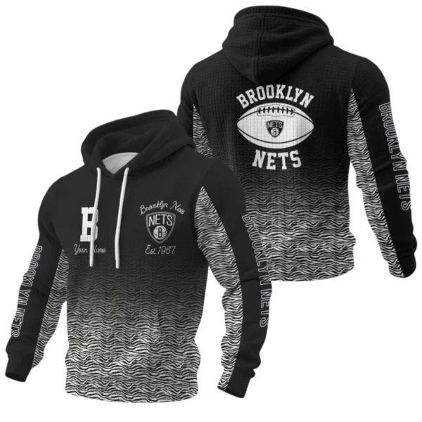 Brooklyn Nets Pullover Hoodie Waffle Knit Personalize Name Limited