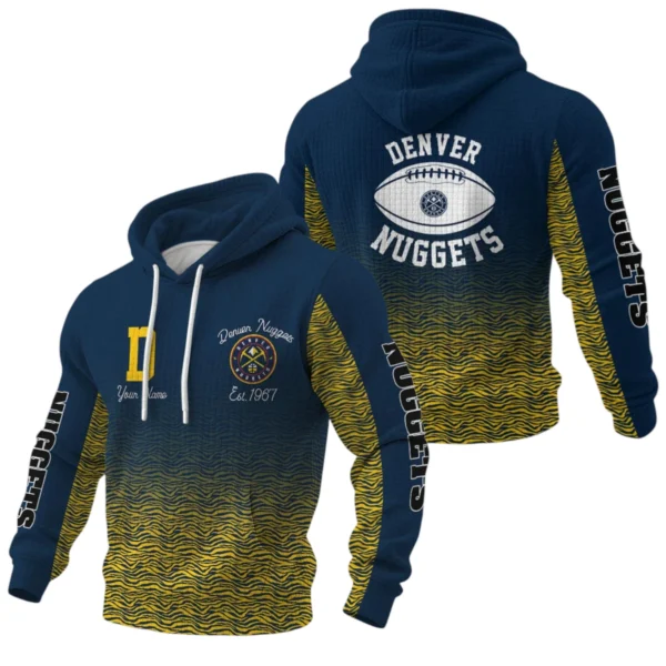 Denver Nuggets Pullover Hoodie Waffle Knit Personalize Name Limited