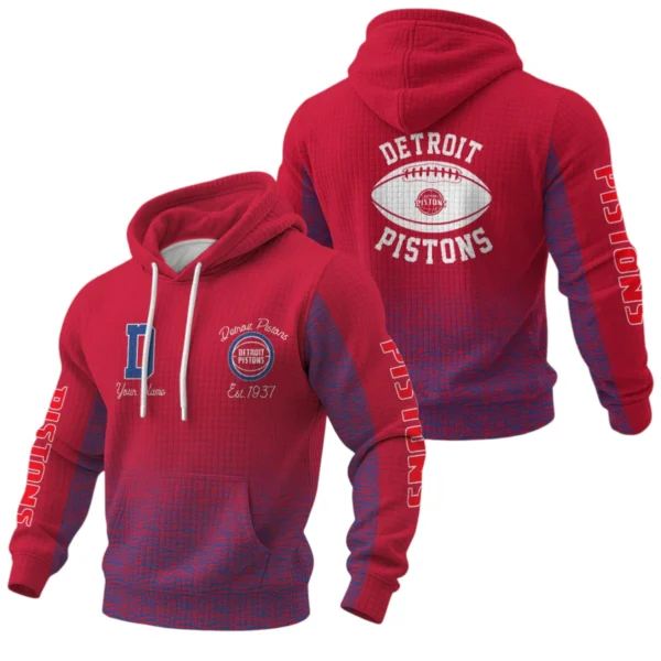 Detroit Pistons Pullover Hoodie Waffle Knit Personalize Name Limited