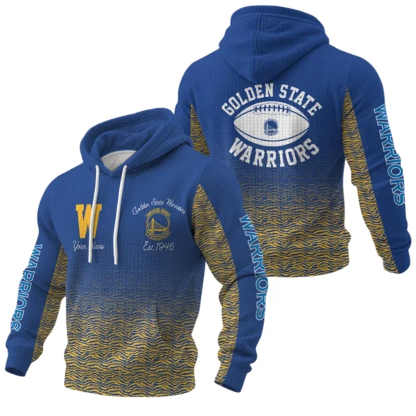 Golden State Warriors Pullover Hoodie Waffle Knit Personalize Name Limited