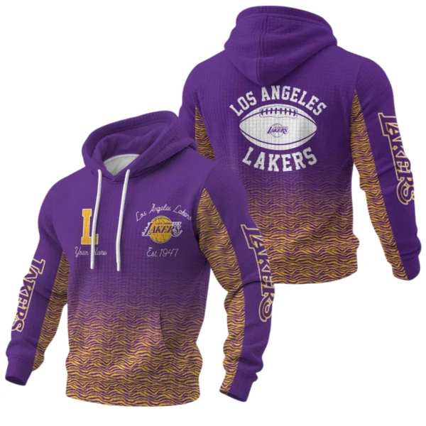 Los Angeles Lakers Pullover Hoodie Waffle Knit Personalize Name Limited