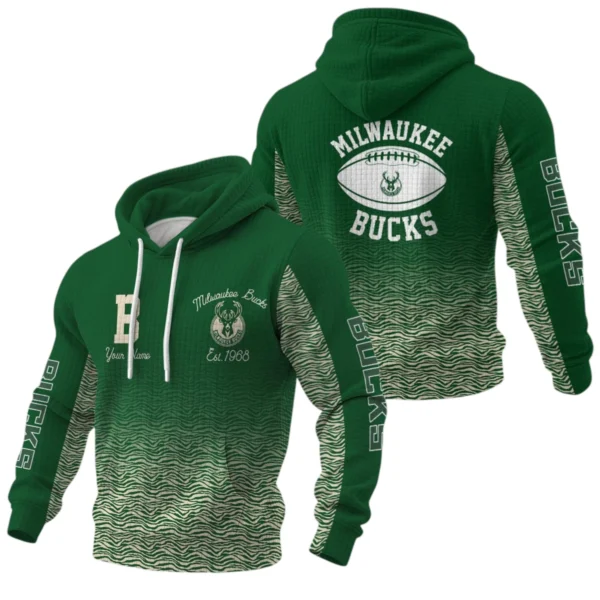Milwaukee Bucks Pullover Hoodie Waffle Knit Personalize Name Limited