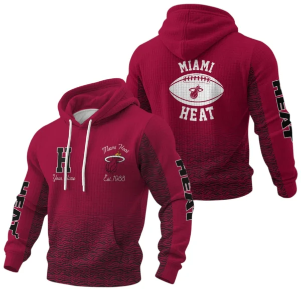 Miami Heat Pullover Hoodie Waffle Knit Personalize Name Limited