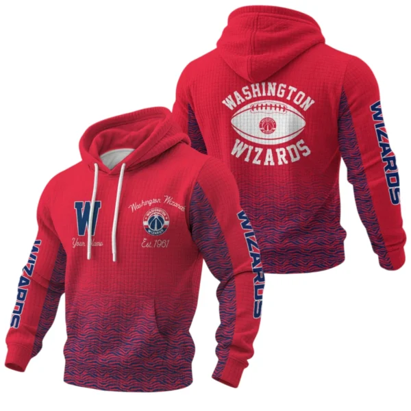 Washington Wizards Pullover Hoodie Waffle Knit Personalize Name Limited