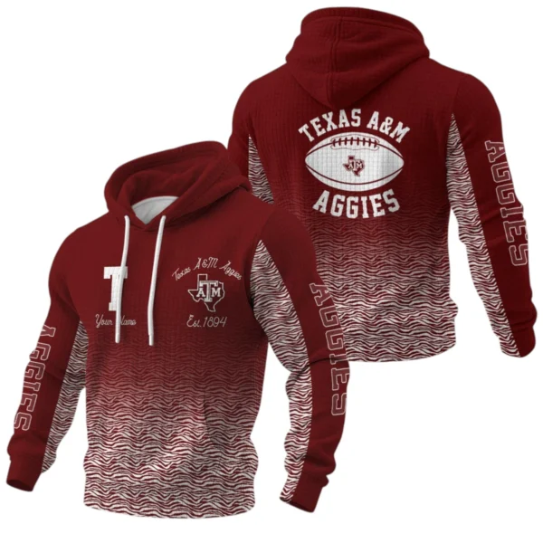 Texas A&M Aggies Pullover Hoodie Waffle Knit 2027 Personalize Name
