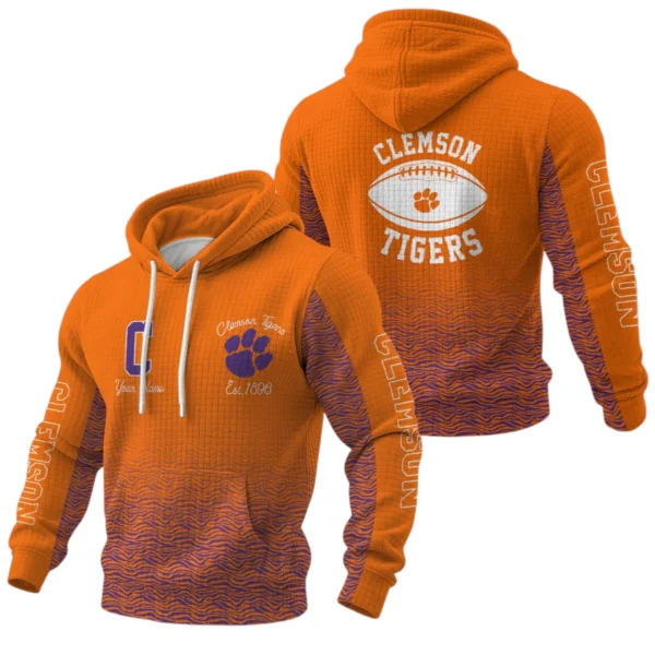 Clemson Tigers Pullover Hoodie Waffle Knit 2027 Personalize Name