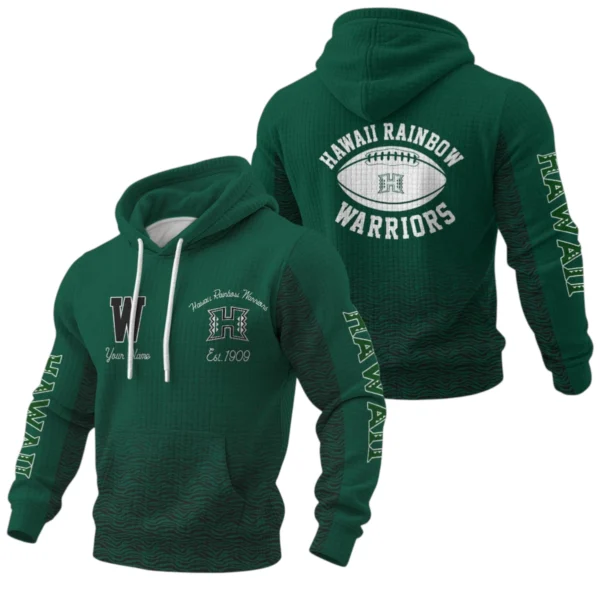 Hawaii Rainbow Warriors Pullover Hoodie Waffle Knit 2027 Personalize Name